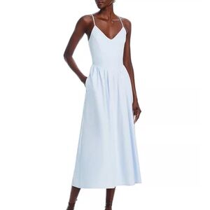 WAYF Light Blue Basque Waist Midi Dress